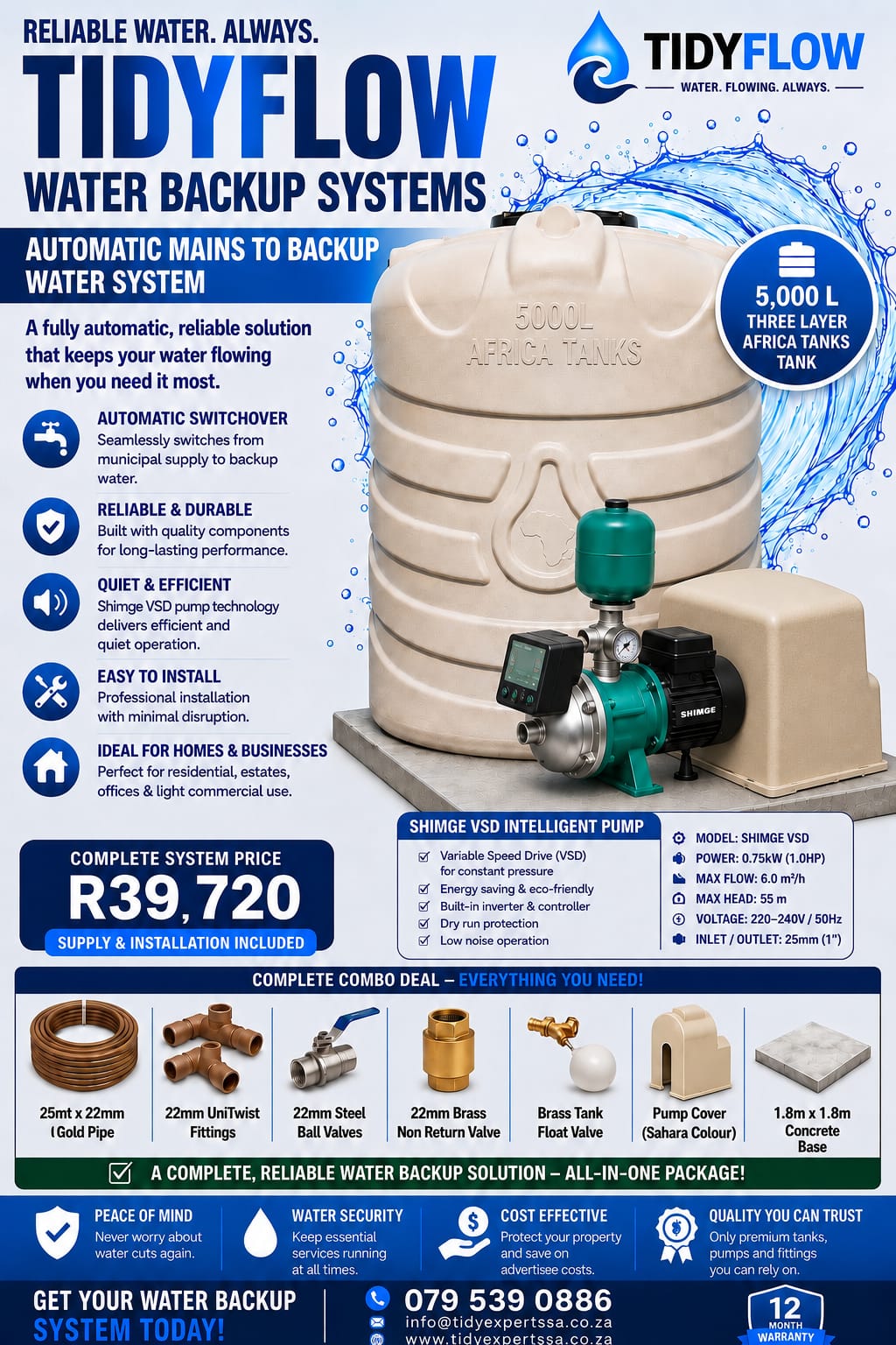 Premium Water Backup System - R39,720