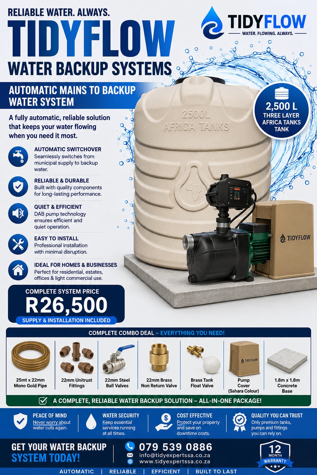Standard Water Backup System - R26,500
