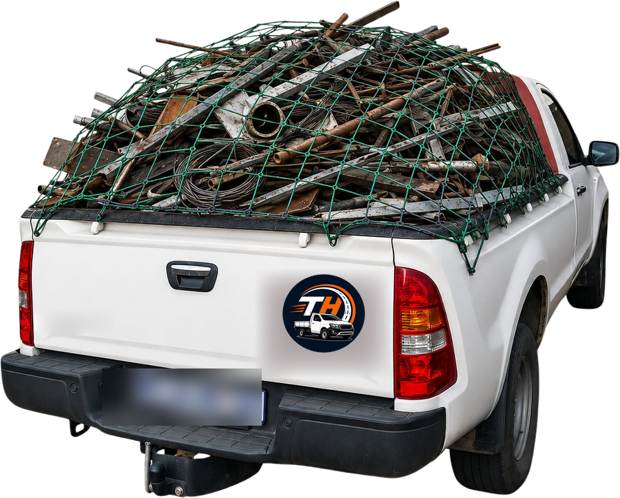 Tidy Haul bakkie loaded with scrap metal and steel offcuts